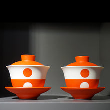 將圖片載入圖庫檢視器 (Made-To-Order, takes 5 more production days) Double Dots Teacup/ Gaiwan DDG-M001 (Hand-Painted) for Tea Lovers and Art Lovers