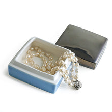 將圖片載入圖庫檢視器 Hand-painted Ceramic Square Box (Silver/ Black) SBS-001 for Art Lovers, Party Lovers and Jewelry Lovers