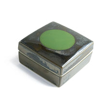 將圖片載入圖庫檢視器 Hand-painted Ceramic Square Box (Dark Green/ Silver) SBS-105 for Art Lovers, Party Lovers and Jewelry Lovers