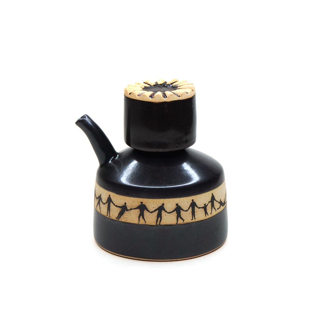 Wine-Pot Set with Cap/Cup (Handmade of Shigaraki Clay of Japan) ART-P001 for Wine Lovers, Art Lovers and Decor Lovers