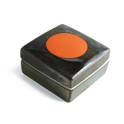 Hand-painted Ceramic Square Box (Bright Orange/ Silver) SBS-108 for Art Lovers, Party Lovers and Jewelry Lovers