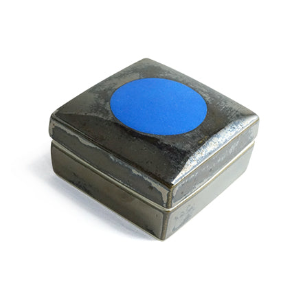 Hand-painted Ceramic Square Box (Blue/ Silver) SBS-104 for Art Lovers, Party Lovers and Jewelry Lovers