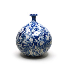 將圖片載入圖庫檢視器 Hand-painted Porcelain Vase (Low Relief Plant Painting) HPV-P401 for Flower Lovers, Plant Lovers, Blue &amp; White Porcelain Lovers, Art Lovers and Decor Lovers
