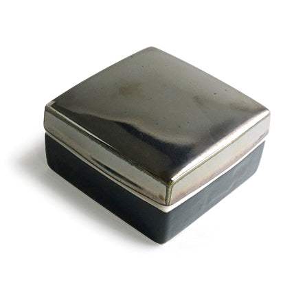 Hand-painted Ceramic Square Box (Silver/ Black) SBS-001 for Art Lovers, Party Lovers and Jewelry Lovers