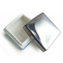 將圖片載入圖庫檢視器 Hand-painted Ceramic Square Box (Silver/ Blue) SBS-002 for Art Lovers, Party Lovers and Jewelry Lovers
