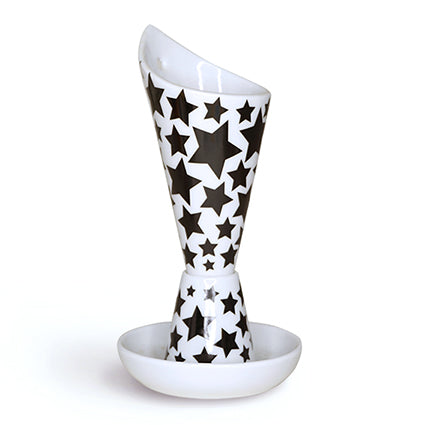 Foodie V (Star in B/W) Porcelain Party Container FVD-001 for Art Lovers, Party Lovers and Plant Lovers