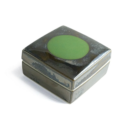Hand-painted Ceramic Square Box (Dark Green/ Silver) SBS-105 for Art Lovers, Party Lovers and Jewelry Lovers