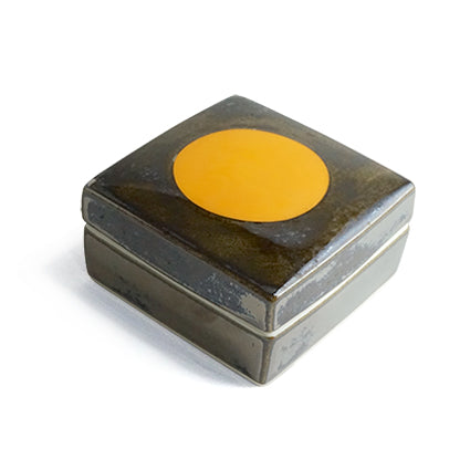 Hand-painted Ceramic Square Box (Light Orange/ Silver) SBS-106 for Art Lovers, Party Lovers and Jewelry Lovers