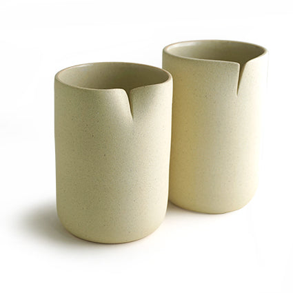 A pair of Arty Tumblers (Handmade of Shigaraki Clay of Japan) ART-T001 for Tea Lovers, Art Lovers and Decor Lovers