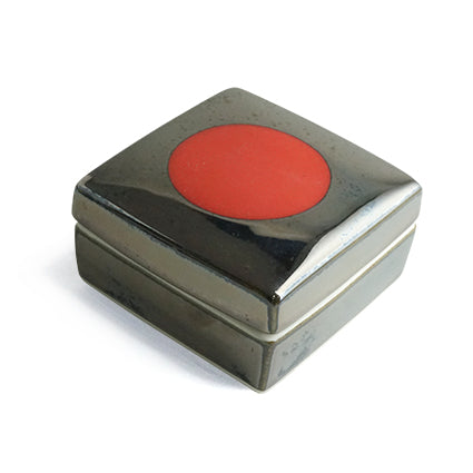 Hand-painted Ceramic Square Box (Red/ Silver) SBS-103 for Art Lovers, Party Lovers and Jewelry Lovers