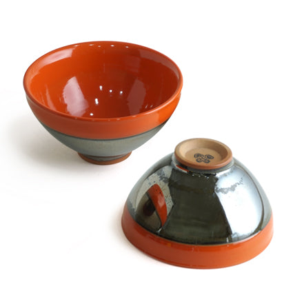 Tenmoku (Hand-painted Silver/ Orange Tea Bowl) THP-002 for Tea Lovers and Art Lovers